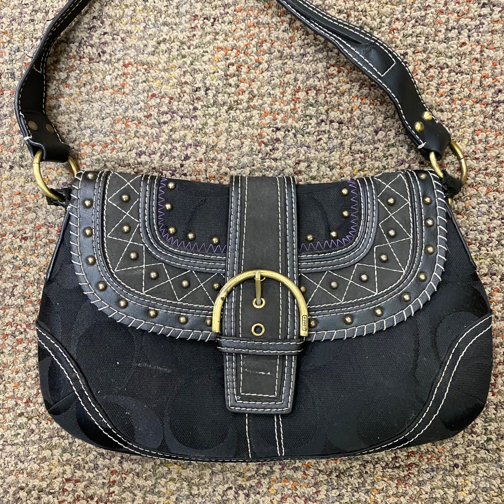 Coach Handbag Black with Purple Accents